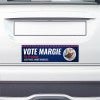 Custom Round Photo Political Bumper Sticker on the bumper of a white car
