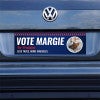 Custom Round Photo Political Bumper Sticker sticker on a gray car
