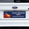 Giant Meteor Bumper Sticker on a white truck