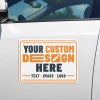 Custom business car magnet sign displayed on white car door