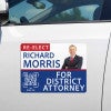 Custom political campaign car magnet sign on white car