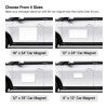 Infographic: custom car magnet sizes — 6x12, 12x18, 12x24, and 18x24 inches