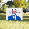 Dark Brandon Yard Sign in a Sunny Yard