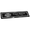 Custom Text Desk Block with Logo | 2" x 10" black and silver