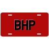 Red Black and White Shadowed Text Monogram License Plate