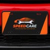 Upload Your Logo Custom Front License Plate on Red Car