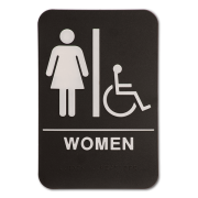 Black Handicap ADA Braille Women's Restroom Sign