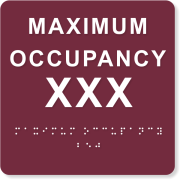 Maximum Occupancy 6" x 6" ADA Sign 