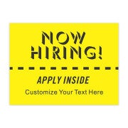 Custom Yellow Now Hiring Yard Sign