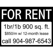 Plastic Basic For Rent Sign 