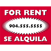 Bilingual Red For Rent Sign
