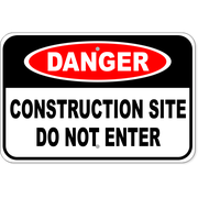 Danger Construction Site 12" x 18" Aluminum Sign