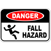 Danger Fall Hazard 12" x 18" Aluminum Sign 