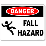 Danger Fall Hazard 8" x 10" Full Color Sign 