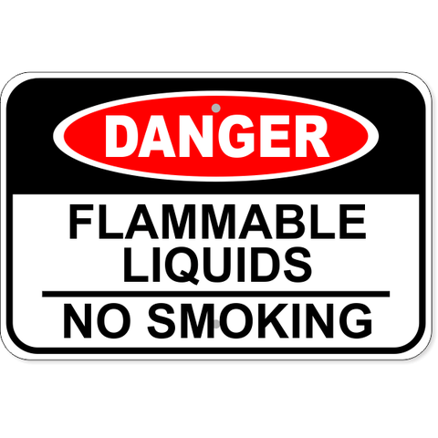 Danger Flammable Liquids No Smoking 12" x 18" Aluminum Sign 