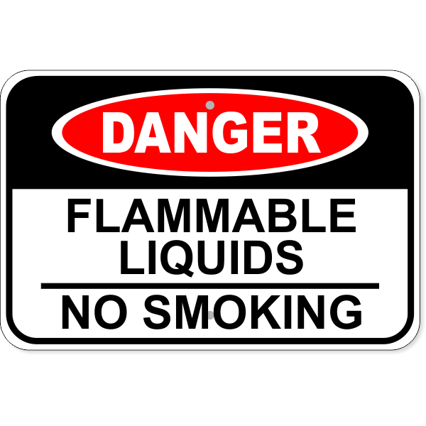 Danger Flammable Liquids No Smoking 12" x 18" Aluminum Sign