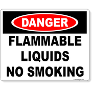 Danger Flammable Liquids No Smoking 8" x 10" Full Color Sign