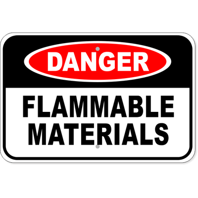 Danger Flammable Materials Aluminum Sign | 12" x 18"