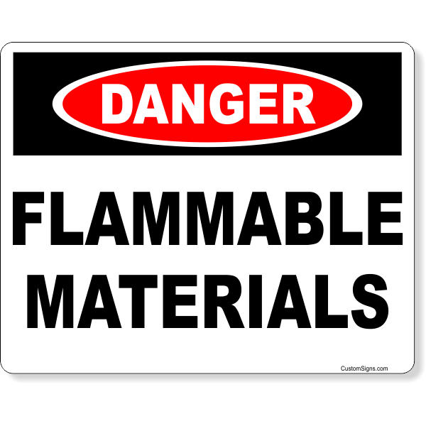 Danger Flammable Materials 8" x 10" Full Color Sign