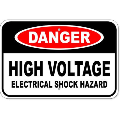 Danger High Voltage Electrical Shock Hazard Aluminum Sign | 12" x 18"