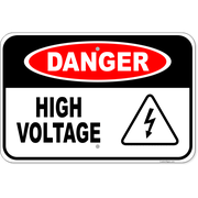 Danger High Voltage Icon 12" x 18" Aluminum Sign 
