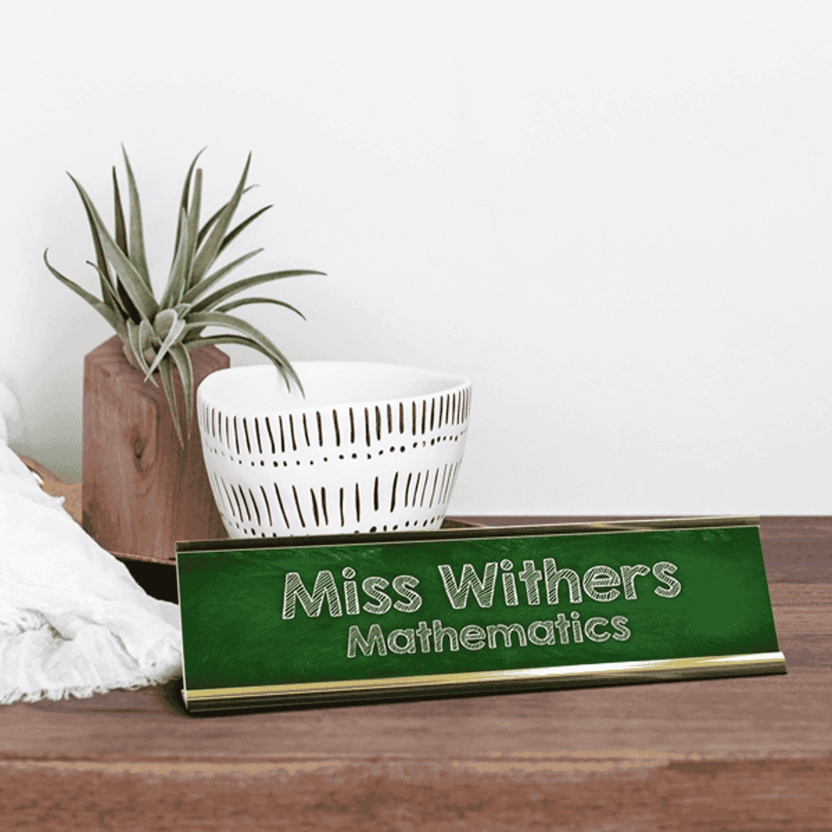 Green Chalkboard Style Teacher Desk Plate