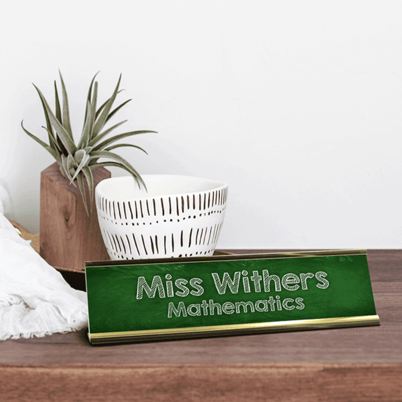 Green Chalkboard Style Teacher Desk Plate