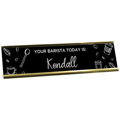 Custom Barista Chalkboard Desk Plate