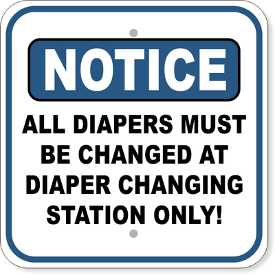 Diaper Changing Station Aluminum Sign | 12" x 12"