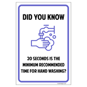 Did You Know Hand Washing 6" x 4" Full Color Sign