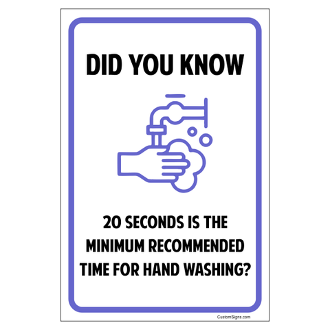 Did You Know Hand Washing 6" x 4" Full Color Sign