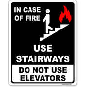 Do Not Use Elevators In Case of Fire 10" x 8" Full Color Sign 
