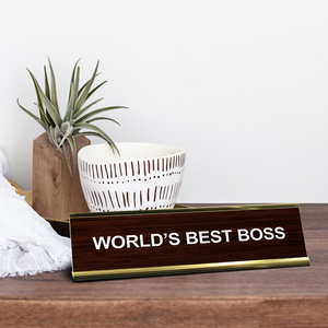 World's Best Boss Engraved Desk Plate On Desk