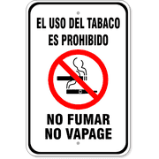 El Uso Del Tabaco No Fumar No Vapage 18" x 12" Aluminum Sign