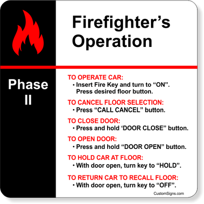 Elevator Phase 2 Sign | 6" x 6"