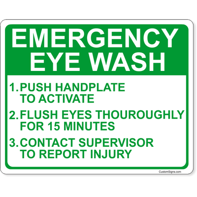 Emergency Eye Wash Instructions Full Color Sign | 8" x 10"