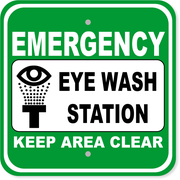 Emergency Eye Wash Station 12" x 12" Aluminum Sign 