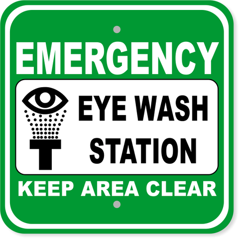 Emergency Eye Wash Station 12" x 12" Aluminum Sign 