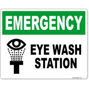 Emergency Eye Wash Station 8" x 10" Full Color Sign 