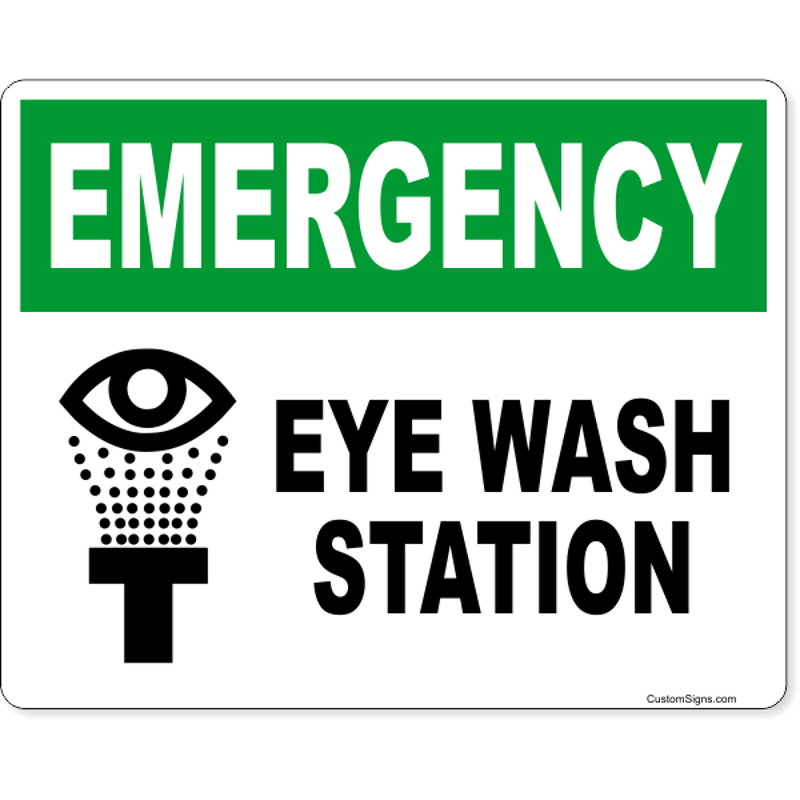 Emergency Eye Wash Station Full Color Sign | 8" x 10"