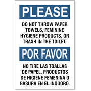 English Spanish Bathroom 12" x 8" Toilet Sign