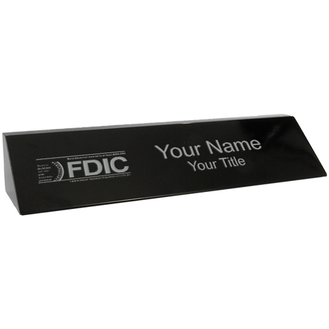 Engraved Black Marble 2" x 10" FDIC Name Block