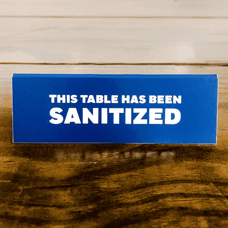 This Table Has Been Sanitized Bold Engraved Table Top Sign