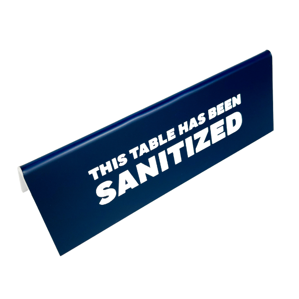 This Table Has Been Sanitized 2" x 6" Bold Engraved Table Top Sign