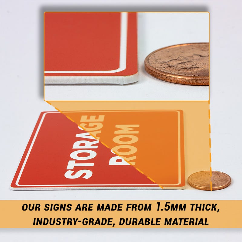 Close Up Of Plastic Sign Next To A Penny To Show Similar Width