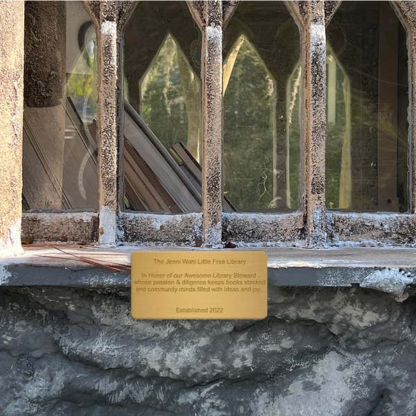 Engraved Brass Plaque Labeling A Little Free Library