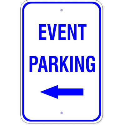 Event Parking Left Arrow Sign | 18" x 12"