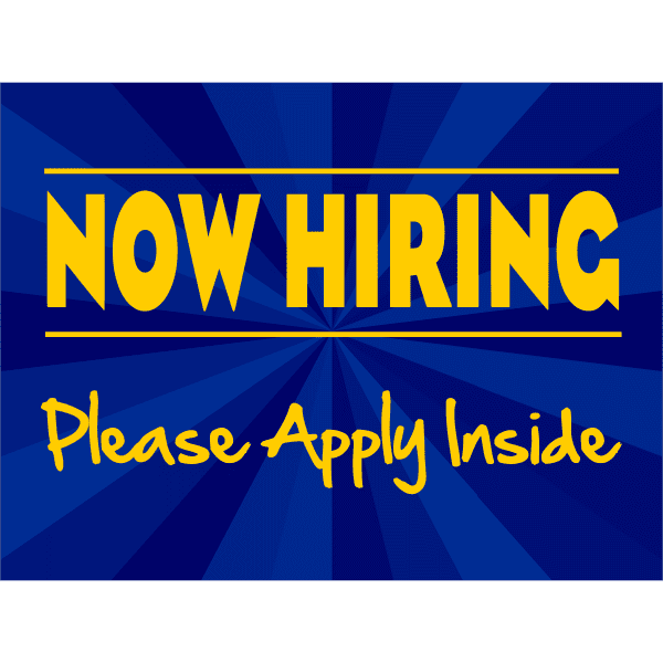 Fancy Now Hiring Sign 