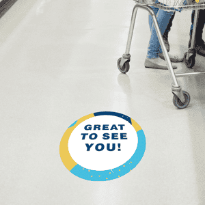 Great to See You Aqua Set Business Reopening Floor Decal