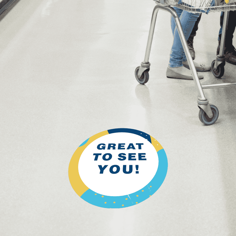 Great to See You Aqua Set Business Reopening Floor Decal